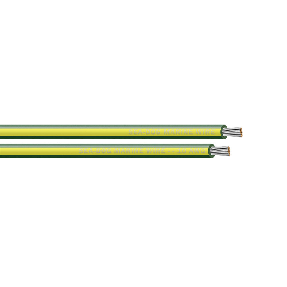 Sea-Dog 10 AWG Green/Yellow Stripe Primary Wire - 500' [8010147]