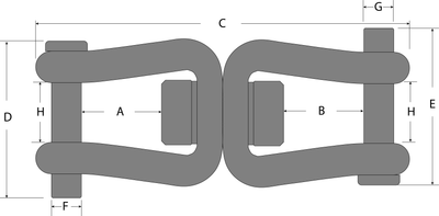 Tylaska 3 9/32" T8 Clevis/Clevis Bail Swivel