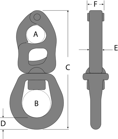 Tylaska 3 5/8" T8 Large Bail Snap Shackle with Black Oxide Finish